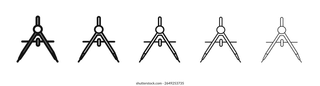 geometric compass icon vector outline set illustration sign