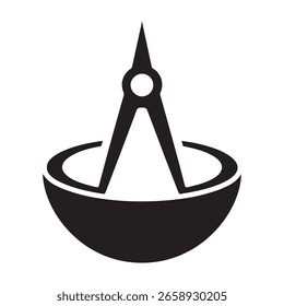 Geometric Compass Inside a Bowl Abstract Navigation and Balance Symbol