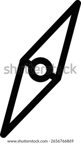 Geometric Compass A minimalist black compass icon, set against a clean backdrop, representing navigation, direction, and the journey of discovery