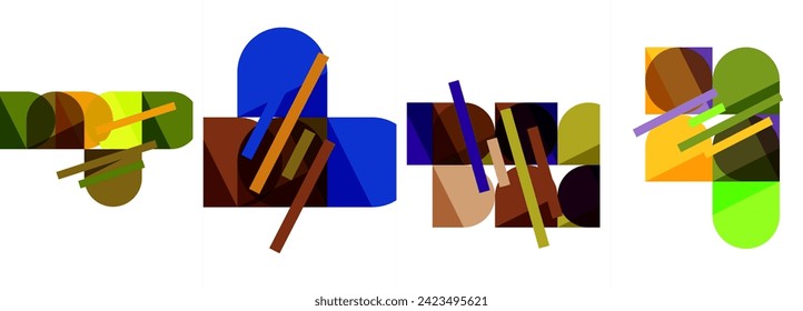 Composición geométrica conjunto de póster de fondo abstracto para papel de pared, tarjeta de visita, portada, afiche, banner, folleto, cabecera, sitio web
