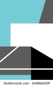 Geometric composition in black, white, grey, blue tones 7