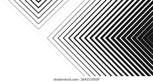 Geometric composition of black and white lines creating a dynamic pattern in a minimalist design