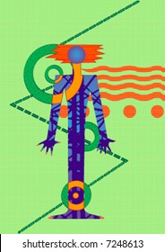 geometric composition of colorful shapes and man silhouette