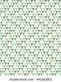 Geometric composition formed by triangles in color white, green, mint, brown and yellow.