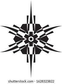 geometric composition of hexagons and tribal lines 