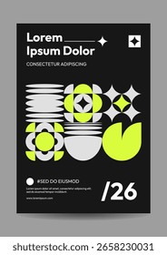 Póster de composición geométrica con Formas Abstractas y tipografía