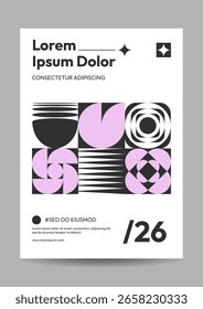 Geometric Composition Poster with Abstract Shapes and Typography