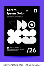 Geometric Composition Poster with Abstract Shapes and Typography