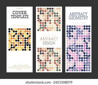 Geometric composition. A set of colored cover pages for a book, a catalog magazine. A template for a banner, poster and brochure. An abstract version of modern design