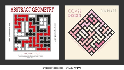 Geometric composition. A set of colored cover pages for a book, a catalog magazine. A template for a banner, poster and brochure. An abstract version of modern design