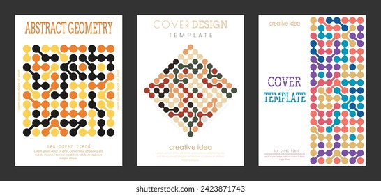 Geometric composition. A set of colored cover pages for a book, a catalog magazine. A template for a banner, poster and brochure. An abstract version of modern design