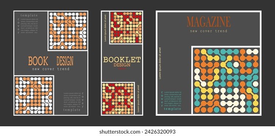 Geometric composition. A set of colored cover pages for a book, a catalog magazine. A template for a banner, poster and brochure. An abstract version of modern design