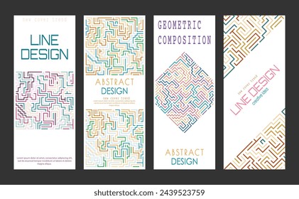 Composición geométrica. Un conjunto de portadas de colores para un libro, una revista de catálogo. Una plantilla para un banner, póster y folleto. Una versión abstracta del diseño moderno