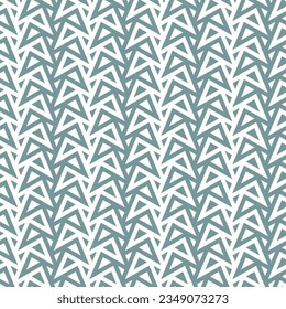 Composición geométrica con pequeños triángulos blancos y grises. Estilo étnico moderno. Líneas monocromáticas de zigzag. Patrón de repetición sin inconvenientes. Imagen vectorial para tela, textil, papel pintado, envoltura e impresión.