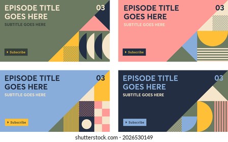 Geometric Composition Social Media Youtube Thumbnail Cover Art Template Bundle With Modern Style And Vibrant Colour Palette