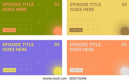 Geometric Composition Social Media Youtube Thumbnail Cover Art Template Bundle With Modern Style And Vibrant Colour Palette