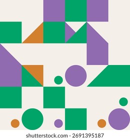 Geometric Composition with Squares Triangles and Circles in Playful Colors