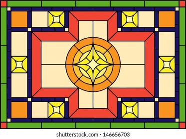 Geometric composition with stars, vector illustration in stained glass style