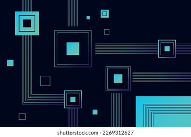 Composición geométrica con líneas rectas y diseño de ilustración de forma cuadrada de neón