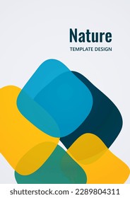 Geometric composition with a transparent overlay of colored rounded, square shapes. Vector illustration.