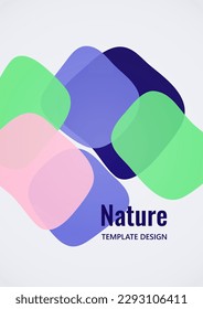 Geometric composition with a transparent overlay of colored rounded, square shapes. Vector illustration.