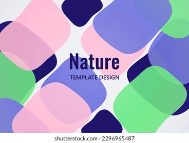 Geometric composition with a transparent overlay of colored rounded, square shapes. Vector illustration.