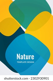 Geometric composition with a transparent overlay of colored rounded, square shapes. Vector illustration.