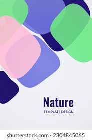 Geometric composition with a transparent overlay of colored rounded, square shapes. Vector illustration.