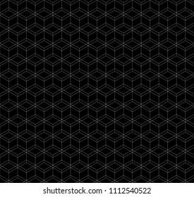 Geometric composition. Vector illustration in black background. Digital art. Abstract seamless background.