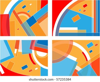 Geometric compositions in variant red,white, blue ,dark blue and wanted color