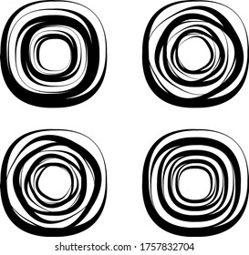 Geometric Concentric Shape Line Art Drawing Vector Illustration