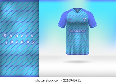 Geometric Concept Blue Sports Jersey Template Design