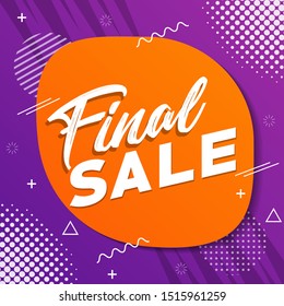 Geometric concept design for sale banners. Memphis style discount offer. Modern promotion template
