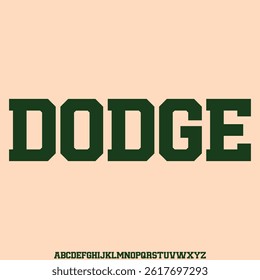 Geometric condensed alphabet display font vector. Modern thick typography style illustration