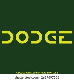 Geometric condensed alphabet display font vector. Modern thick typography style illustration