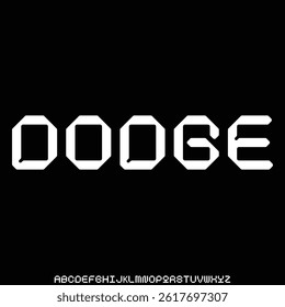 Geometric condensed alphabet display font vector. Modern thick typography style illustration