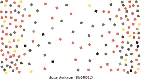 Geometric confetti vector background. Scatter of square elements. Random colored squares.  Dynamic vector illustration for decorations, paper packaging, textile