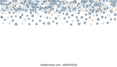 Geometric Confetti Vector Background. Scattered Random Framed Squares. Decorative abstract dynamic backdrop. Holiday, celebration decoration, paper packaging, textile design, covers
