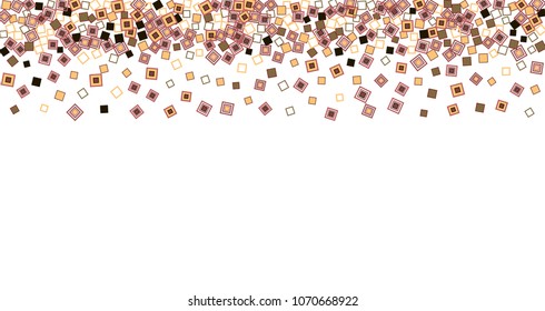 Geometric Confetti Vector Background. Scattered Random Framed Squares. Decorative abstract dynamic backdrop. Holiday, celebration decoration, paper packaging, textile design, covers
