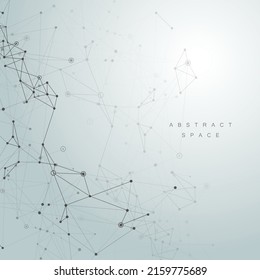 Geometric connect line and dots. Modern technology graphic background. Vector polygonal design