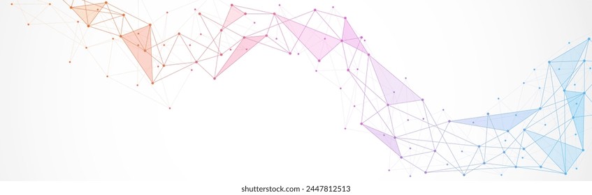 Geometrisch verbundener Hintergrund. Verbinden von Punkten und Linien. Globale Netzwerkverbindung. Banner Vorlage für Technologie.