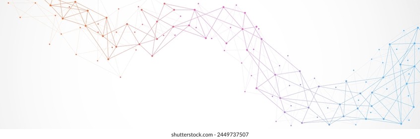 Geometric connected background. Connecting dots and lines. Global network connection. Banner template for technology.
