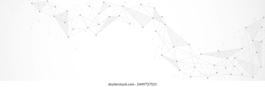 Geometric connected background. Connecting dots and lines. Global network connection. Banner template for technology.