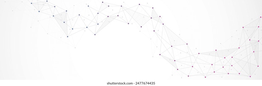 Geometrisch verbundener Hintergrund. Verbinden von Punkten und Linien. Globale Netzwerkverbindung. Banner Vorlage für Technologie.