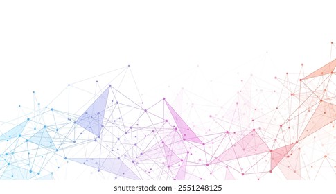 Fundo geométrico conectado. Name Conectando pontos e linhas. Conexão de rede global. Modelo de banner para tecnologia.