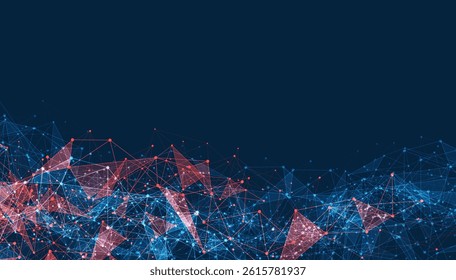 Geometric connected background. Connecting dots and lines. Global network connection. Banner template for technology.