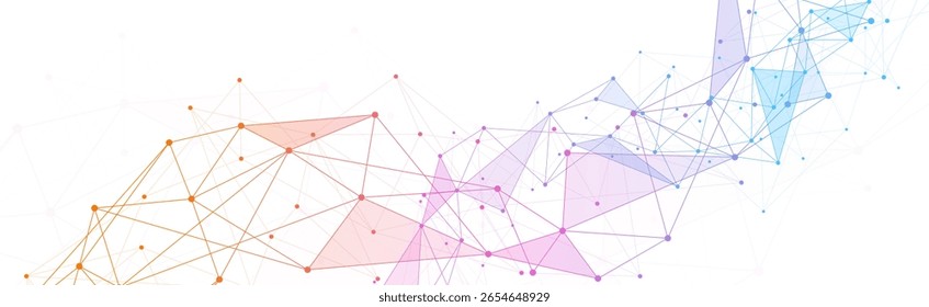 Fundo geométrico conectado. Name Conectando pontos e linhas. Conexão de rede global. Modelo de banner para tecnologia.