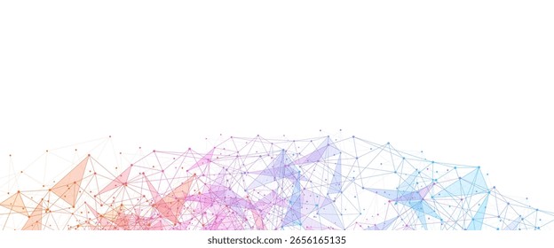 Geometric connected background. Connecting dots and lines. Global network connection. Banner template for technology.