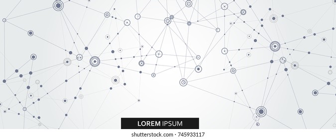 Geometric connected line and dots. Simple technology graphic background. Vector banner design