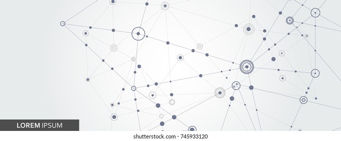 Geometric connected line and dots. Simple technology graphic background. Vector banner design